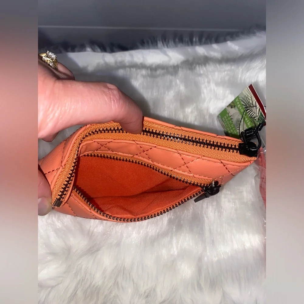 BADGLEY MISCHKA | Diamond Quilted Pattern Vegan Leather Clutch | Orange